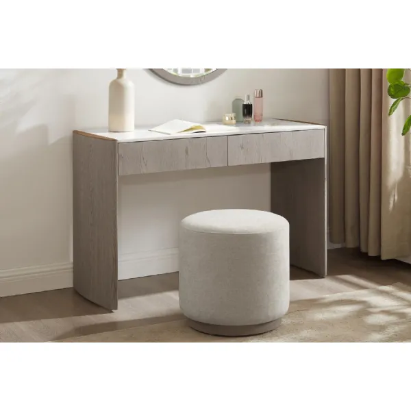 Washed Oak 2 Drawer Dressing Table with Marble Top
