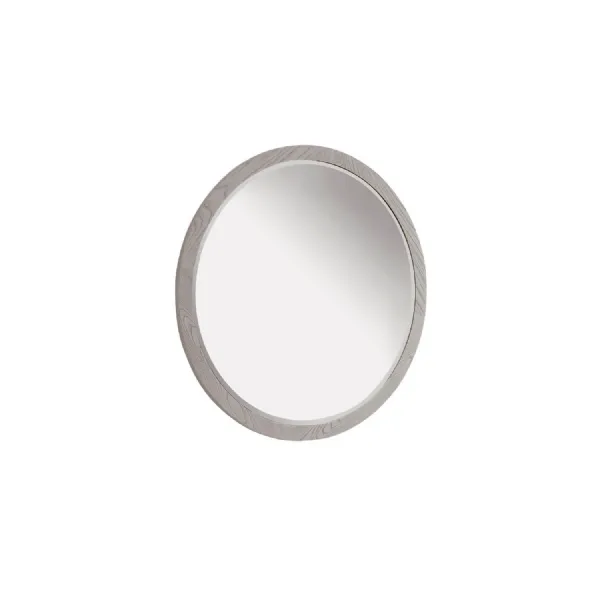 Greige Washed Oak Round Wall Mirror