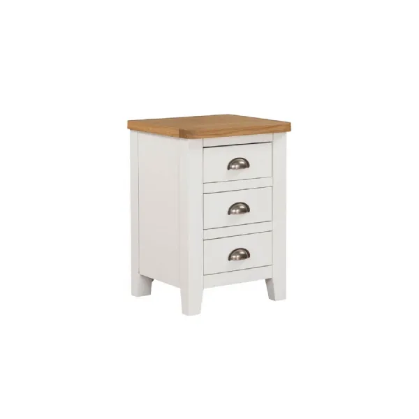 Cashmere Wood 3 Drawer Bedside Table with Oak Top