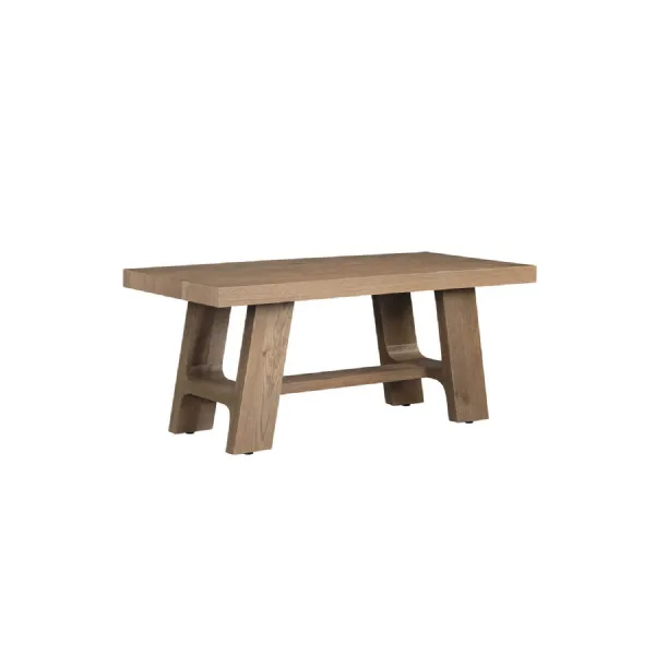 Cashew Oak Rustic Narrow Coffee Table with Shelf