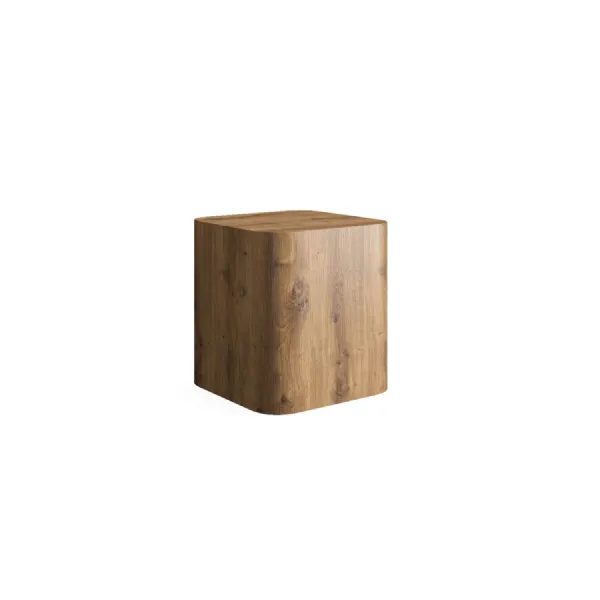 Cashew Oak Rustic Block Style Square Lamp Table