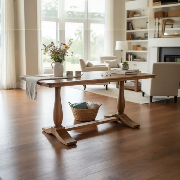 Rustic Solid Mango Wood Large Rectangular 1.75M Dining Table