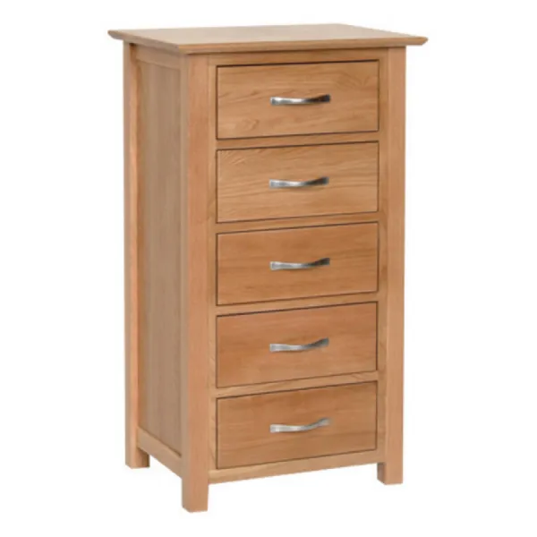 White Oak Lacquered 5 Drawer Wellington Chest