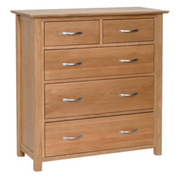Lacquered White Oak 2 Over 3 Chest of Drawers
