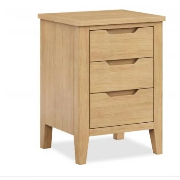 Modern Style Natural Solid Oak 3 Drawer Bedside Table
