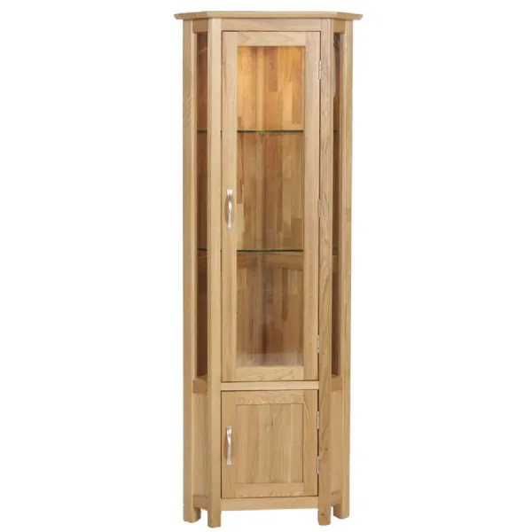 Oak Corner Glazed Display Cabinet