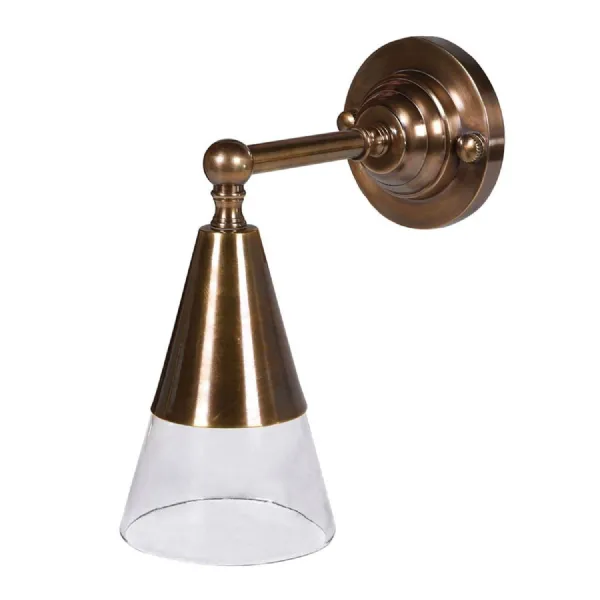 Brass and Glass Cone Wall Light