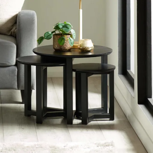 Nidri Black Nest Of 3 Tables