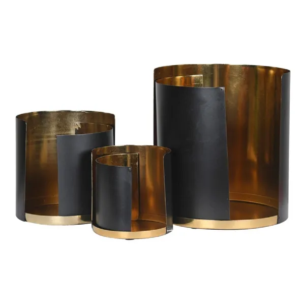 Set of 3 Black and Gold Opening Hurricanes