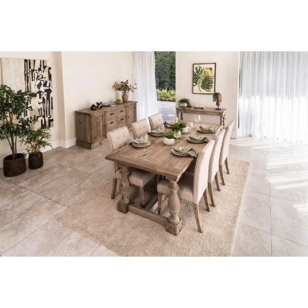 Traditional Weathered Oak Refectory 6 Seater Rectangular Dining Table