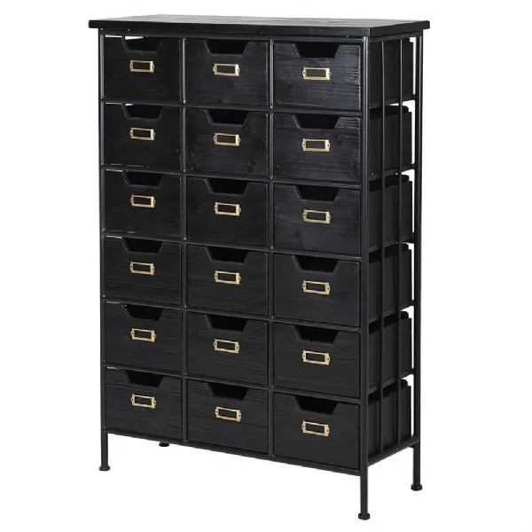 Tall Black Multi Drawer Cabinet