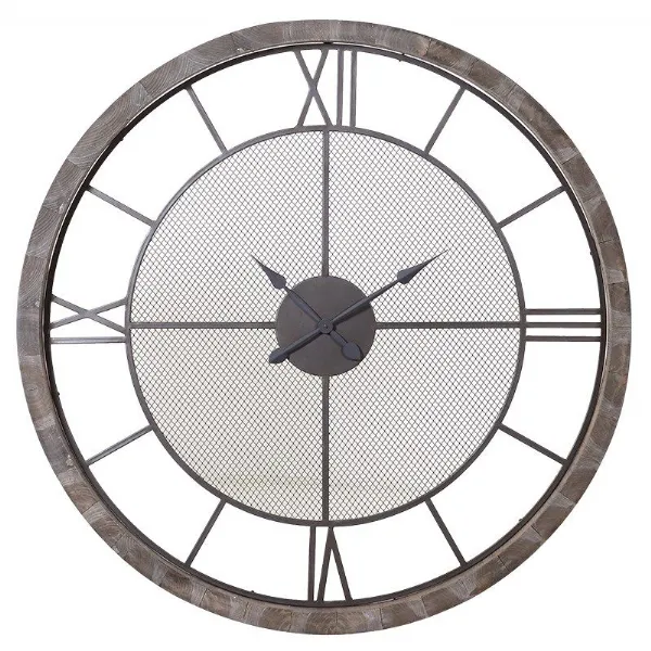 Trending Large Round Metal Wall Clock With Outer Wooden Frame