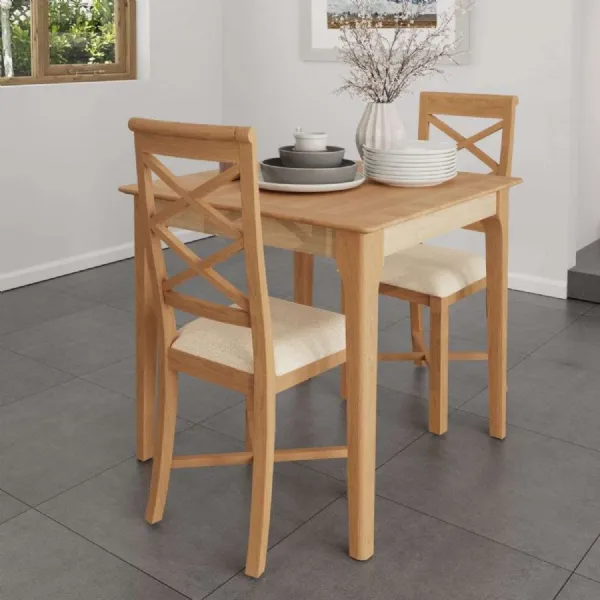 Light Oak Square Small Dining Table with Tapered Legs
