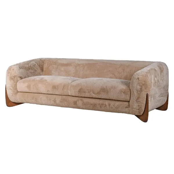Taupe Faux Sheepskin 3 Seater Sofa