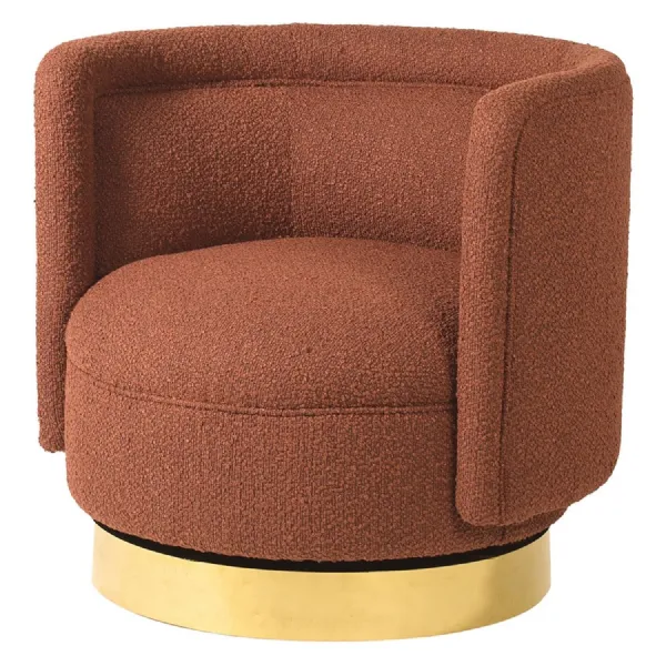 Rust Boucle Swivel Chair