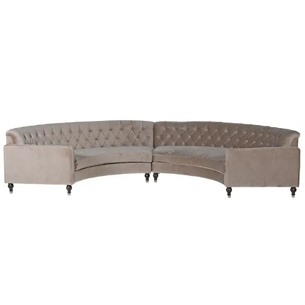 Modern Taupe Coloured Upholstered Statement Double Curve Sofa