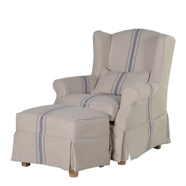 Blue Stripe Chair And Stool