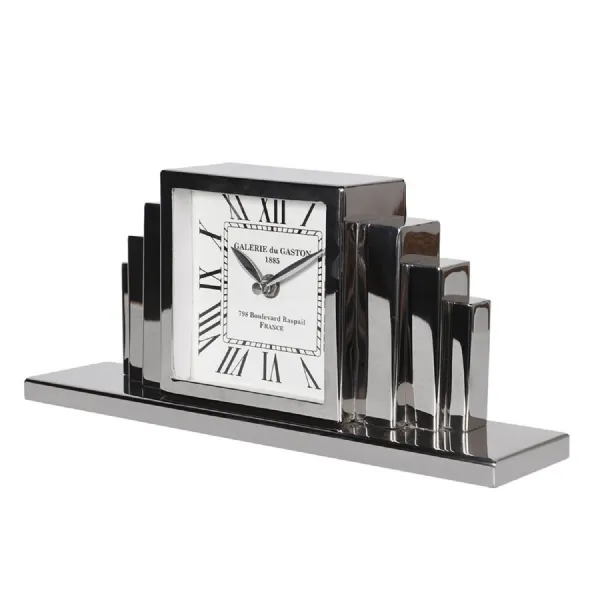 Nickel Art Deco Mantel Clock