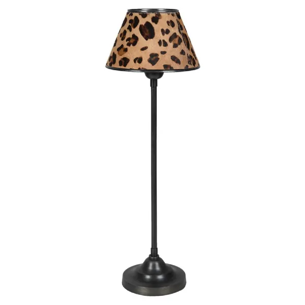 Thin Table Lamp with Leopard Shade