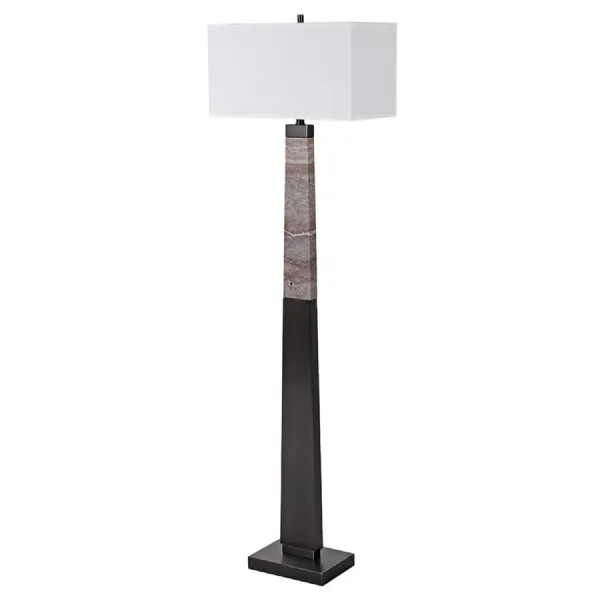 Pillar Marble Floor Lamp with Shade
