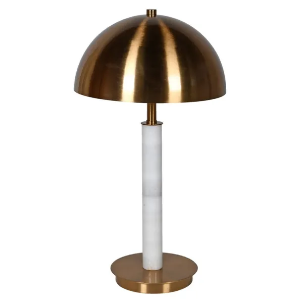 White Marble and Gold Domed Table Lamp