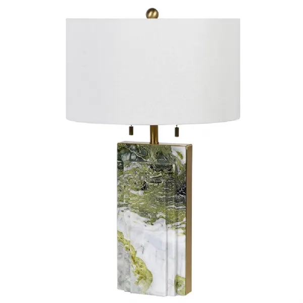 Green White Marble Lamp W. Shd