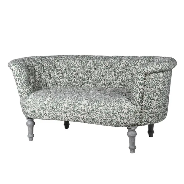 Paisley Green Cotton Sofa with Studs