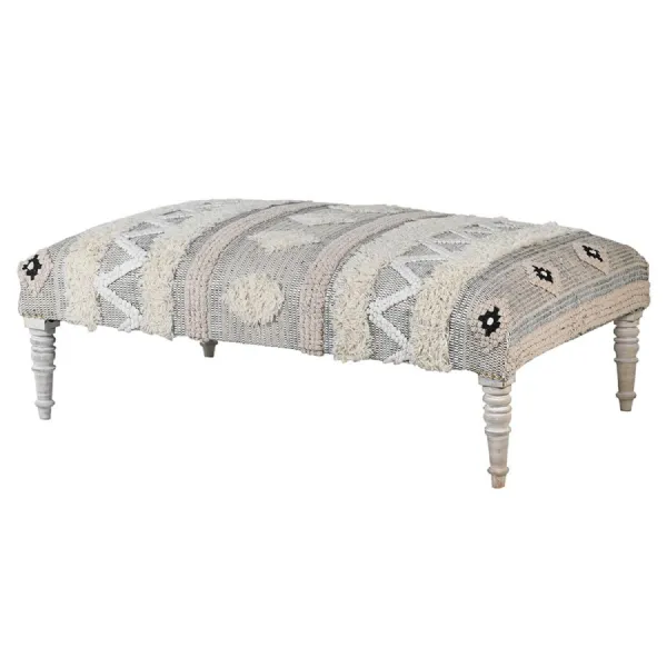 Aztec White Tuft Bench