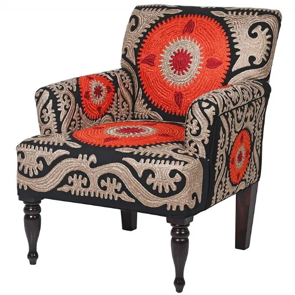 Orange And Black Crewelwork Berere Chair