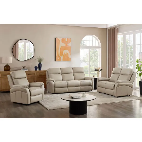 Cashmere Leather Large 3 Seater Sofa with Cushioned Arms
