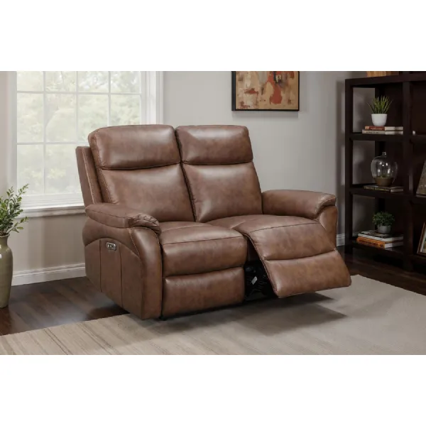 Brown Leather 2 Seater Electric Recliner Sofa