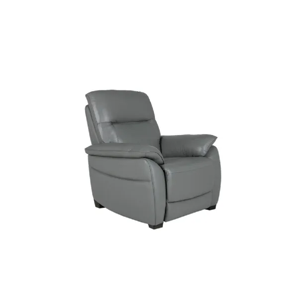 Steel Grey Leather Armchair with Padded Armrest