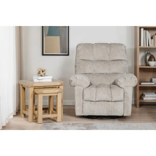 Latte Textured Fabric Glider Swivel Recliner Chair