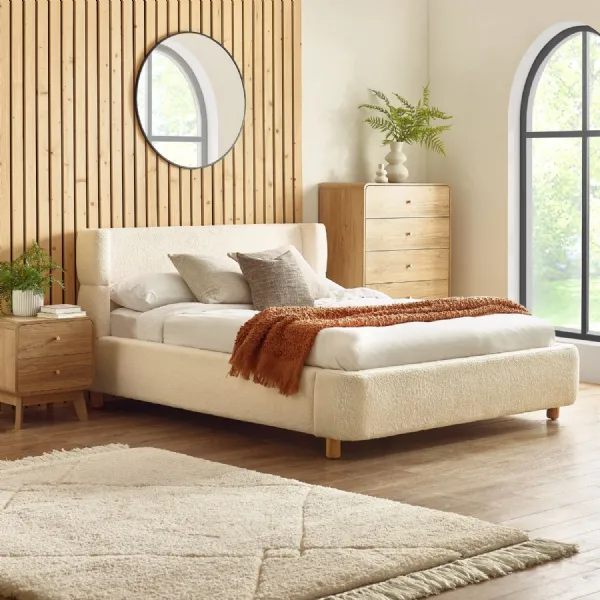 Obreon Cream Boucle Upholstered 135 cm Double Bed