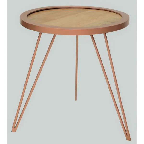 Modern Round Copper Leg Lamp Table