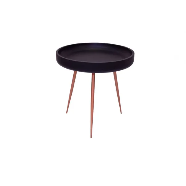 Modern Black Mango Wood Copper Leg Lamp Table
