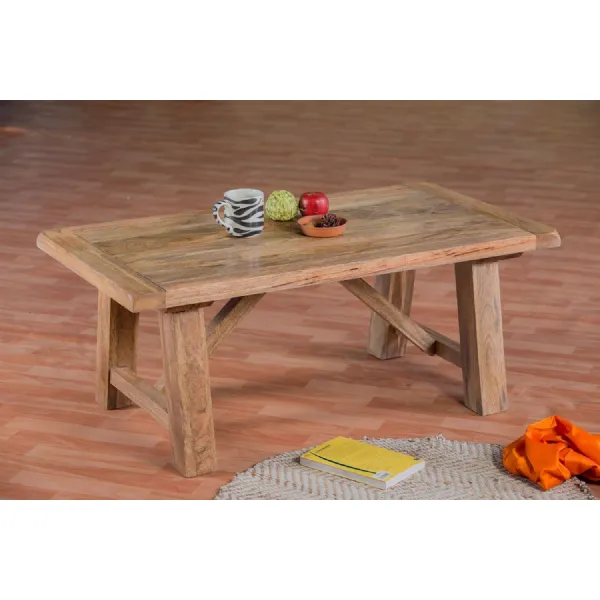 Rustic Natural Mango Wood Rectangular Coffee Table