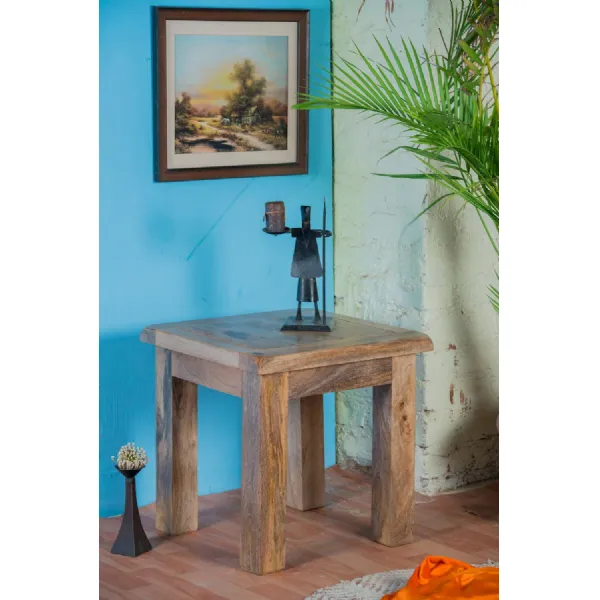 Rustic Natural Mango Wood Lamp Table
