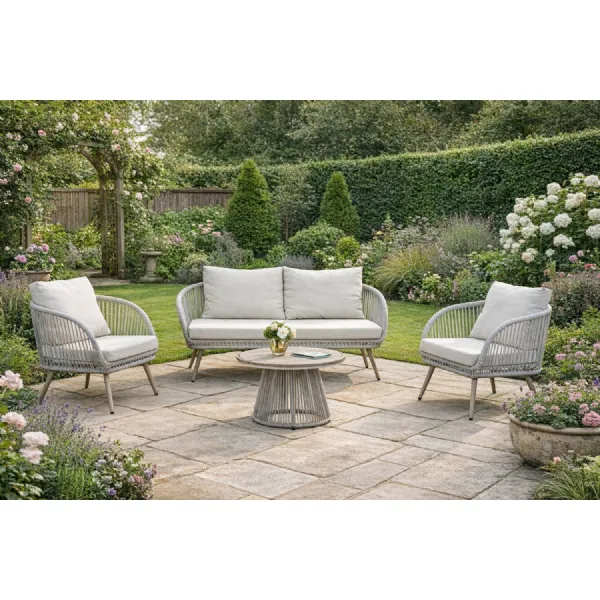 Natural Polyrattan 4 Seater Outdoor Lounge Set