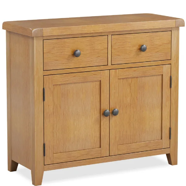 Modern Oak 2 Door 2 Drawer Small Sideboard with Metal Knob Handles