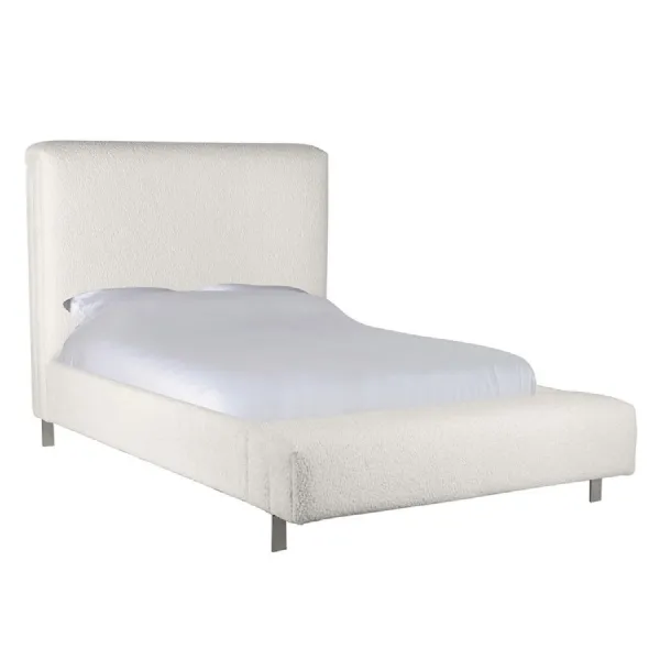 White Boucle6ft. Super King size Bed with Bench Footboard