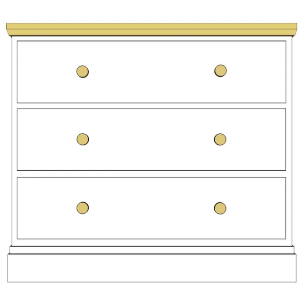 Painted and Solid Oak Top 2 + 2 Drawer Chest