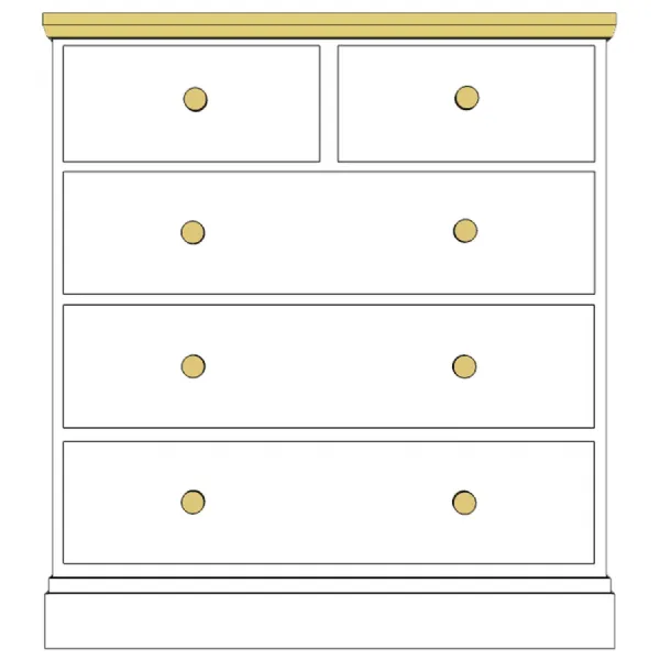 Painted and Solid Oak Top 3 + 2 Drawer Chest