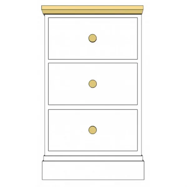 Painted and Solid Oak Top 3 Drawer Wellington Chest