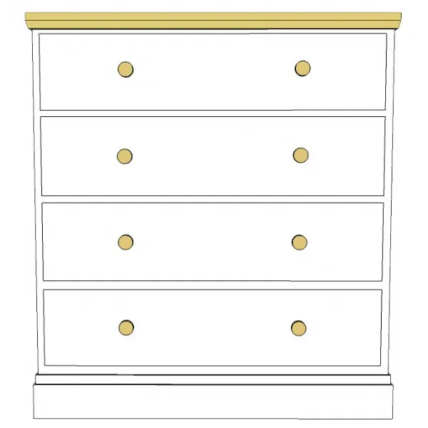 Painted and Solid Oak Top 4 Drawer Chest