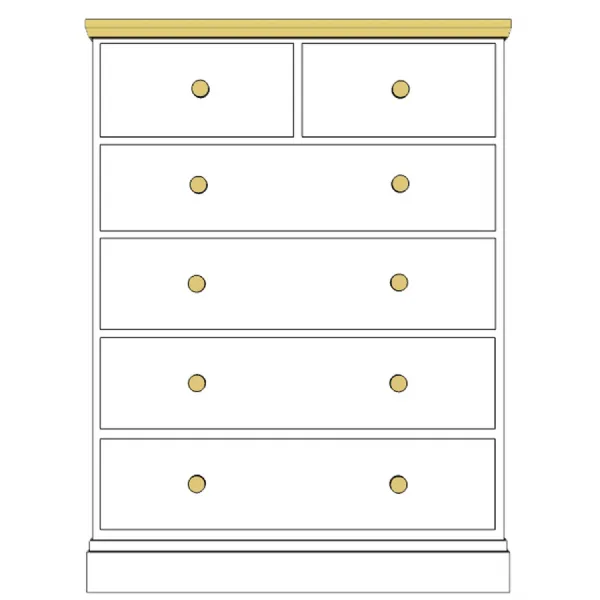 Painted and Solid Oak Top 4 + 2 Drawer Chest