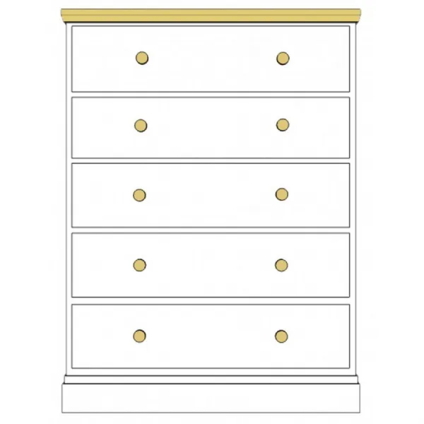 Painted and Solid Oak Top 5 Drawer Chest
