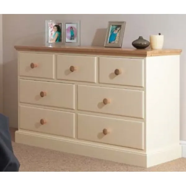 Painted and Solid Oak Top 7 Drawer Chest