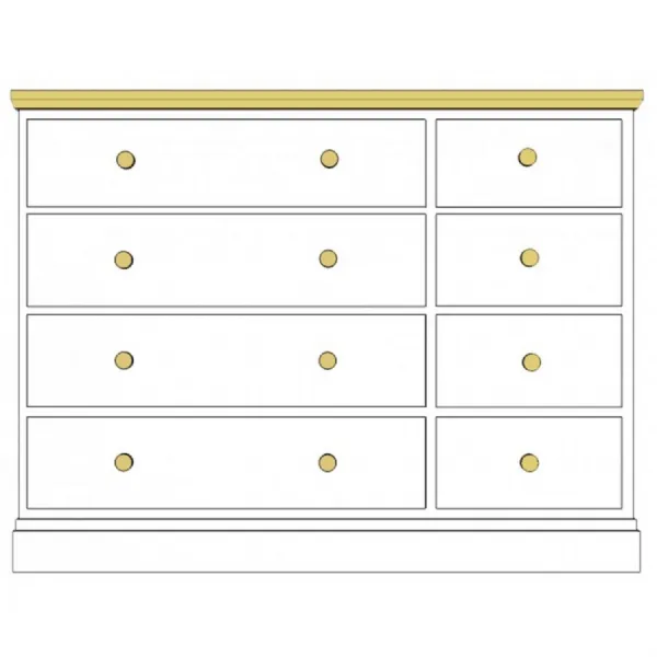 Painted and Solid Oak Top 8 Drawer Chest