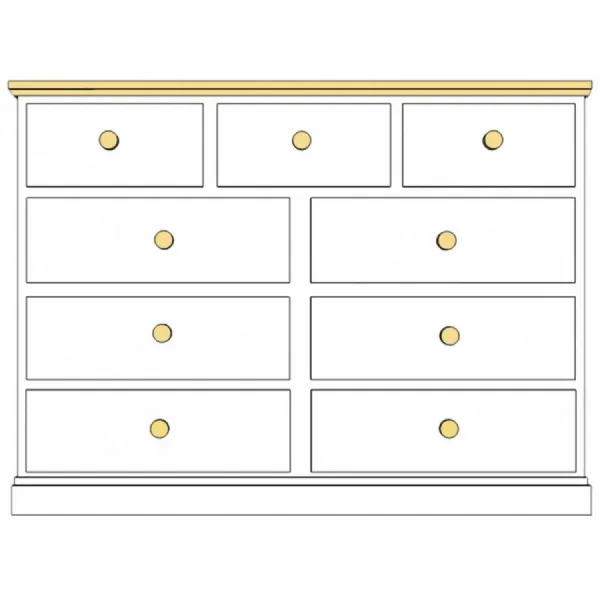 Painted and Solid Oak Top 9 Drawer Chest